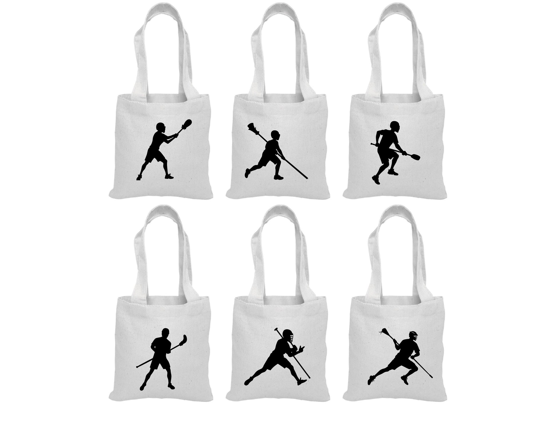 Lacrosse Party Favor Bags – Cotton Birthday Goodie Totes, Set of 6