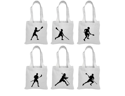 Lacrosse Party Favor Bags – Cotton Birthday Goodie Totes, Set of 6