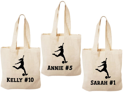 Girls Soccer Party Favor Bags - Set of Three Bags - Personalized