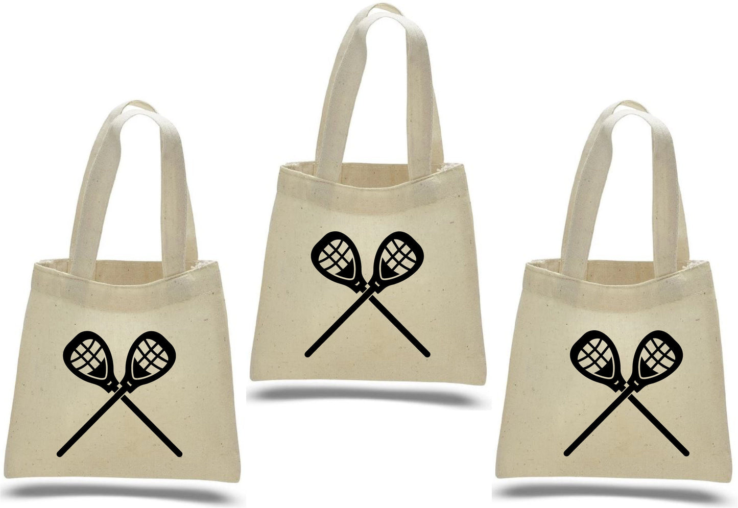 3 Lacrosse Party Favor Bags, Cotton Treat Goodie Bags