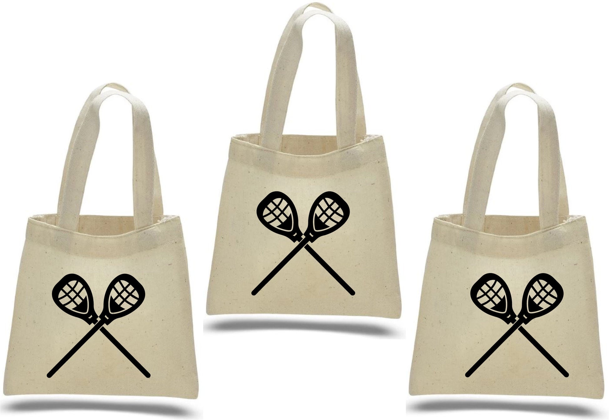 3 Lacrosse Party Favor Bags, Cotton Treat Goodie Bags