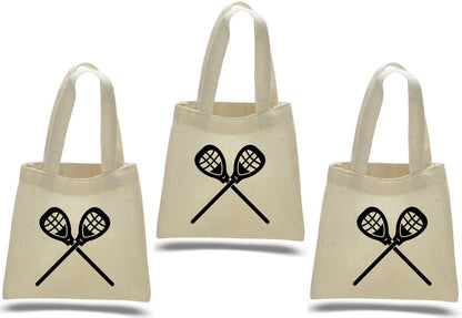 3 Lacrosse Party Favor Bags, Cotton Treat Goodie Bags