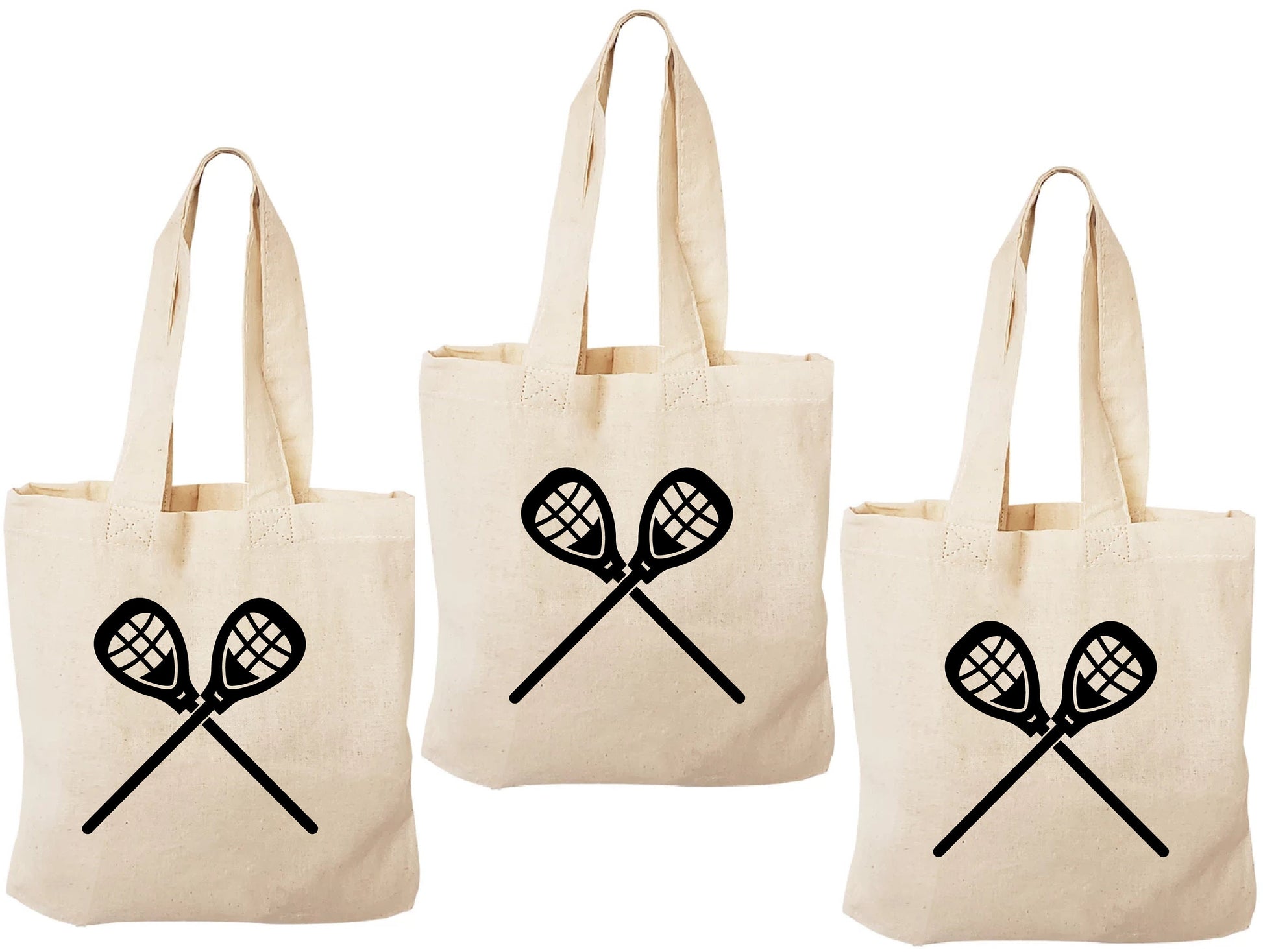 3 Lacrosse Party Favor Bags, Cotton Treat Goodie Bags