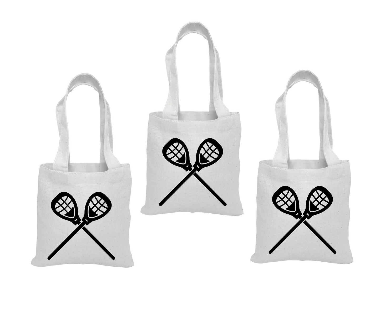 3 Lacrosse Party Favor Bags, Cotton Treat Goodie Bags