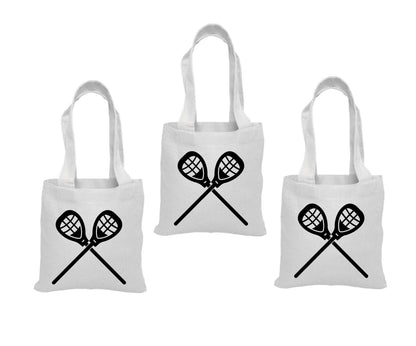 3 Lacrosse Party Favor Bags, Cotton Treat Goodie Bags