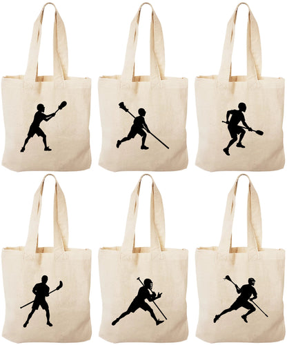 Lacrosse Party Favor Bags – Cotton Birthday Goodie Totes, Set of 6