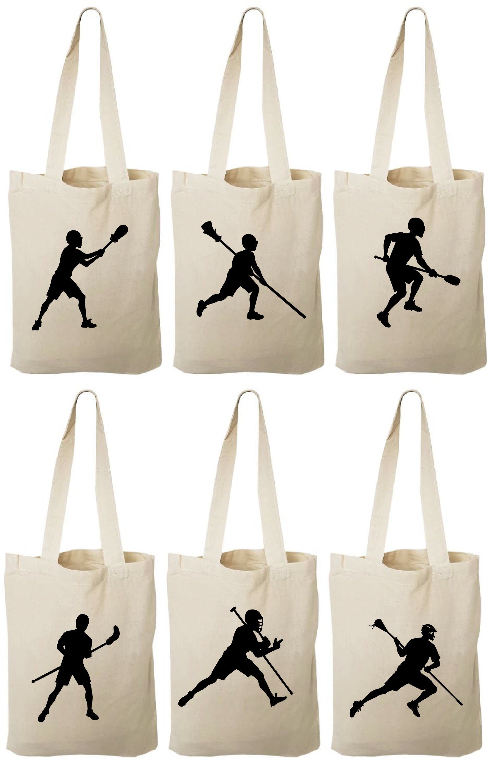 Lacrosse Party Favor Bags – Cotton Birthday Goodie Totes, Set of 6