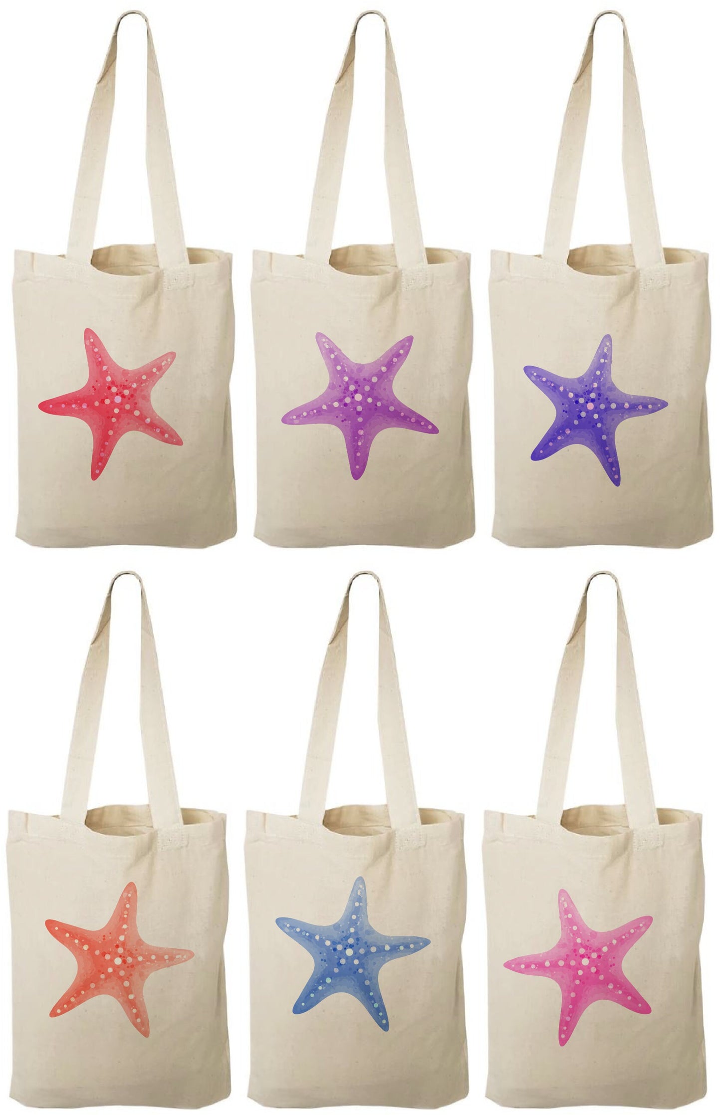 Starfish Party Favor Bags - Set of Six Bags