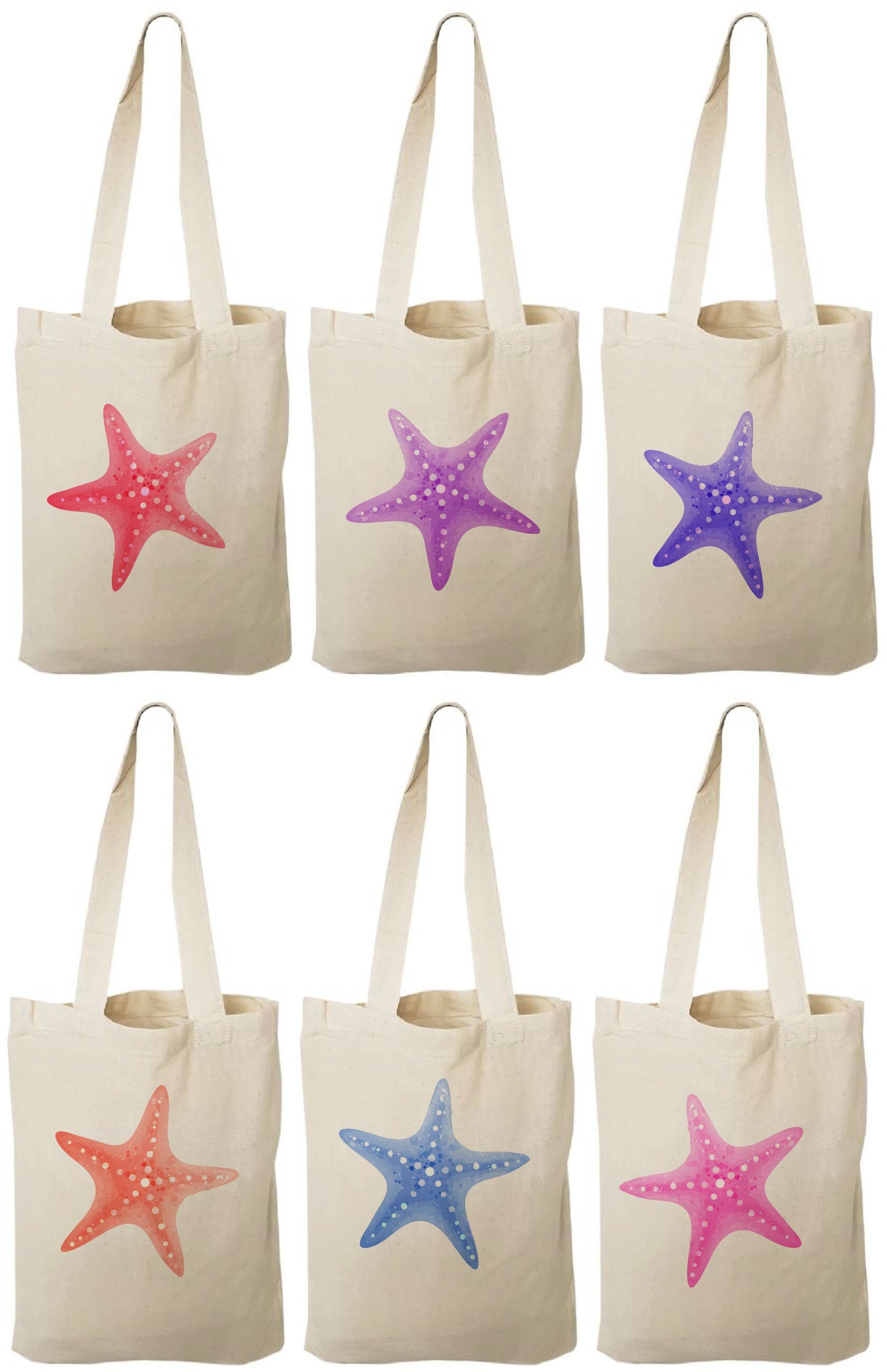 Starfish Party Favor Bags - Set of Six Bags