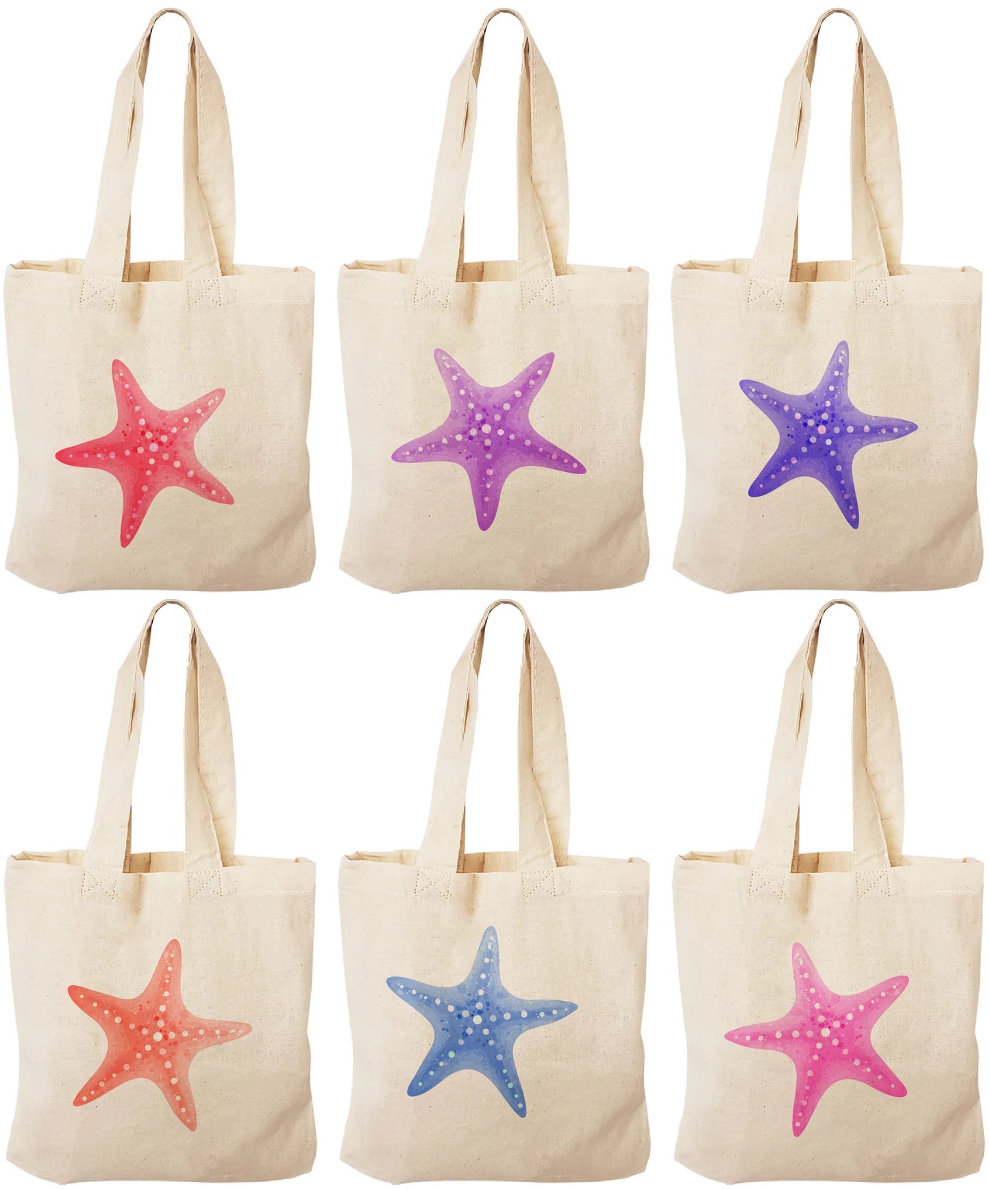 Starfish Party Favor Bags - Set of Six Bags