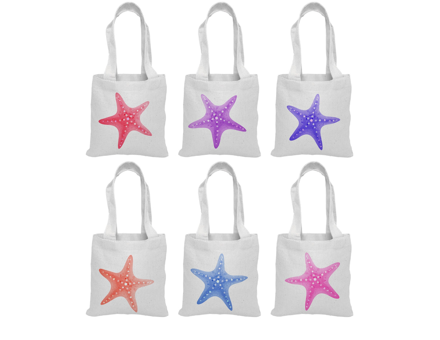 Starfish Party Favor Bags - Set of Six Bags