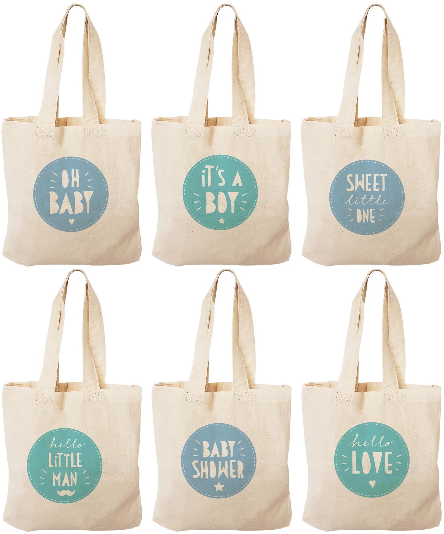 Baby Shower Cotton Treat Bags, Party Favors, Set of 6