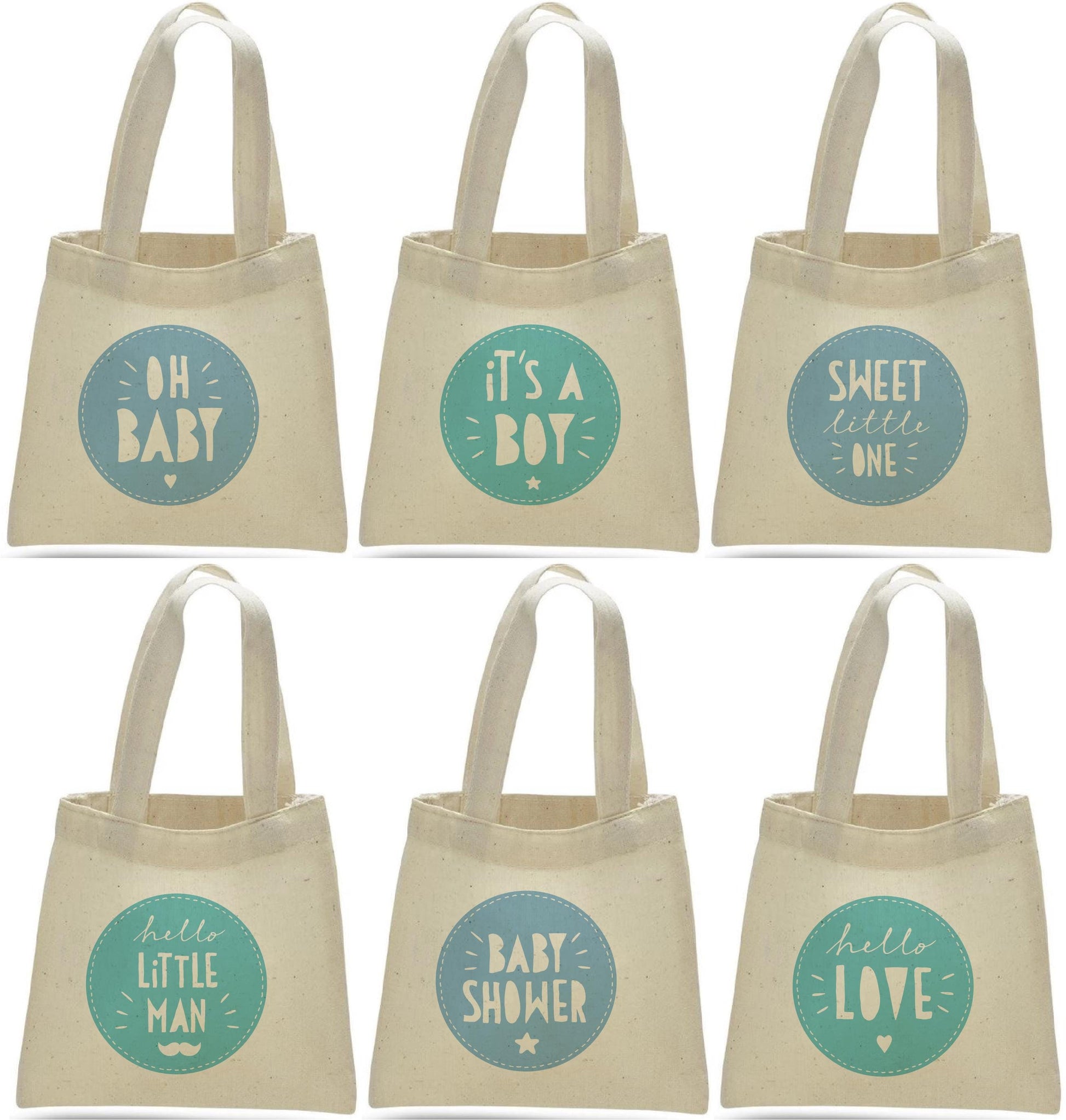 Baby Shower Cotton Treat Bags, Party Favors, Set of 6