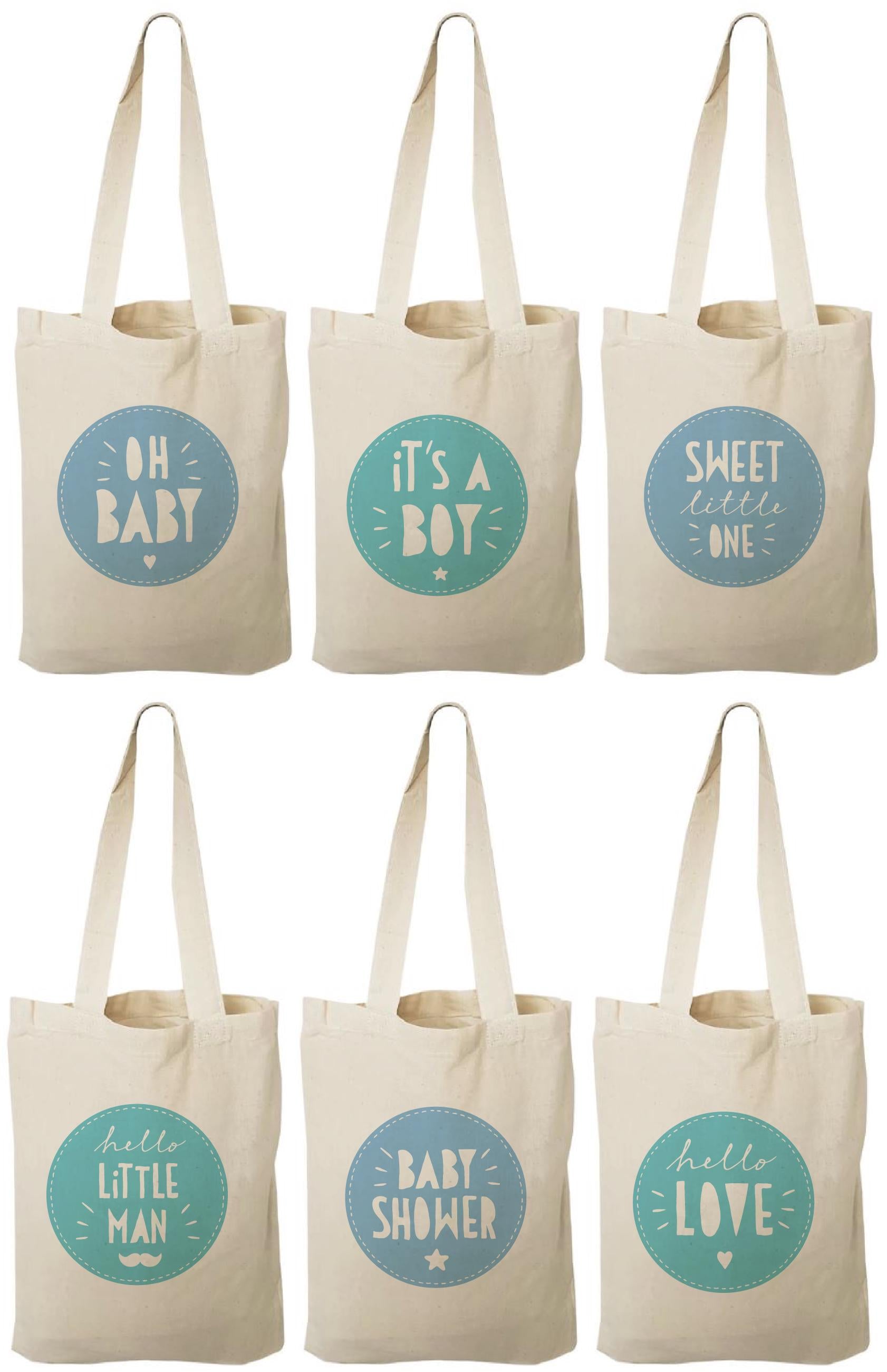 Baby Shower Cotton Treat Bags, Party Favors, Set of 6