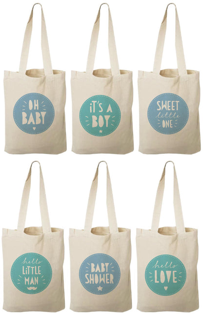 Baby Shower Cotton Treat Bags, Party Favors, Set of 6