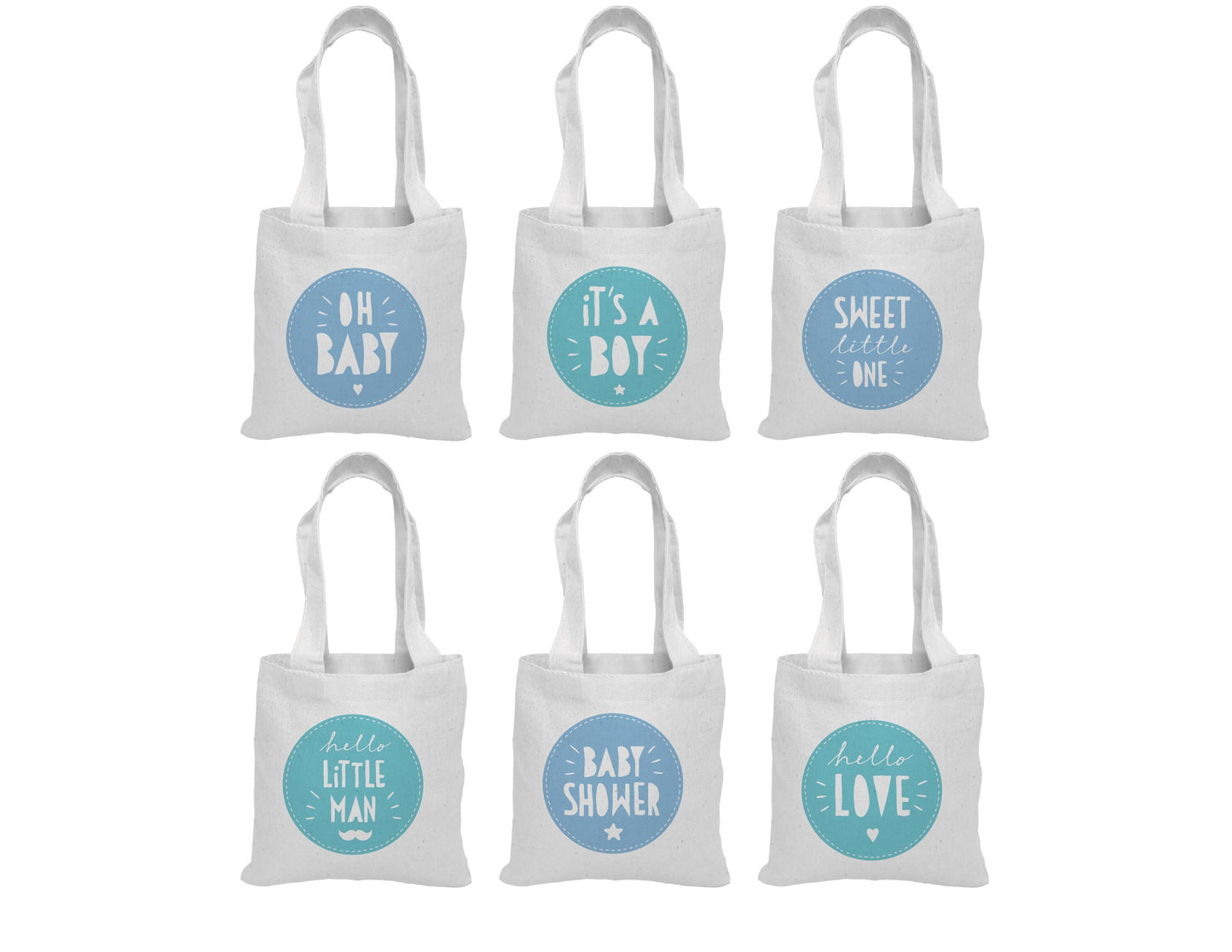 Baby Shower Cotton Treat Bags, Party Favors, Set of 6