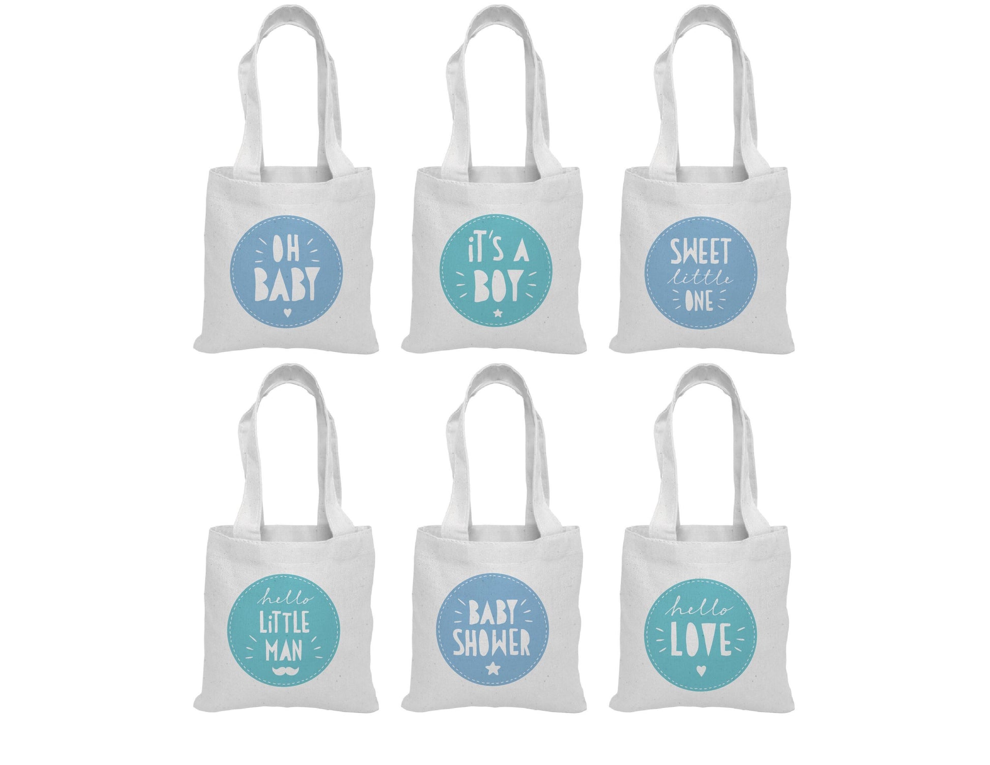 Baby Shower Cotton Treat Bags, Party Favors, Set of 6