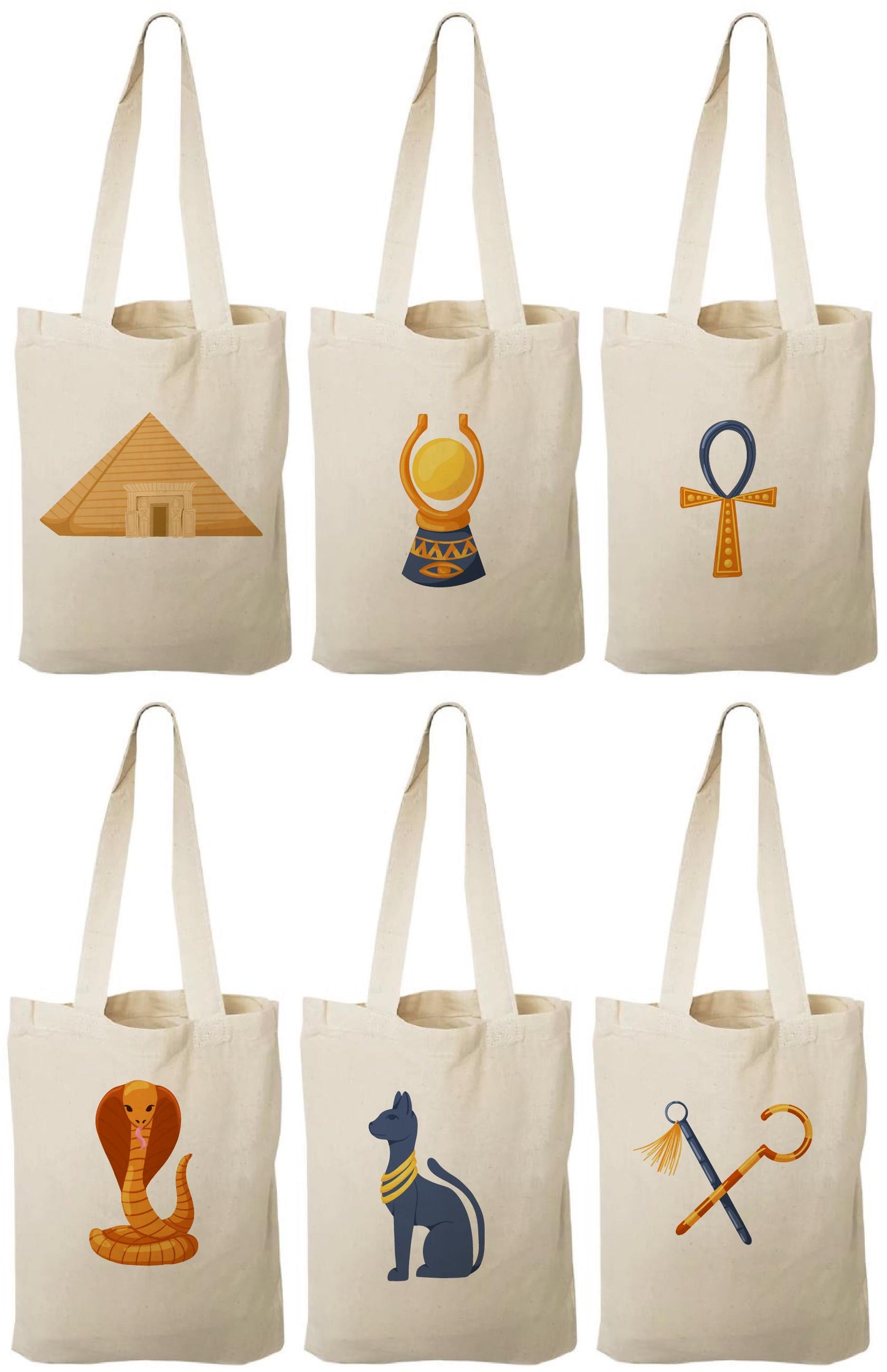 Egyptian Party Favor Bags - Perfect for Egyptian Themed Parties and Events - Set of Six Bags - Variety of Sizes