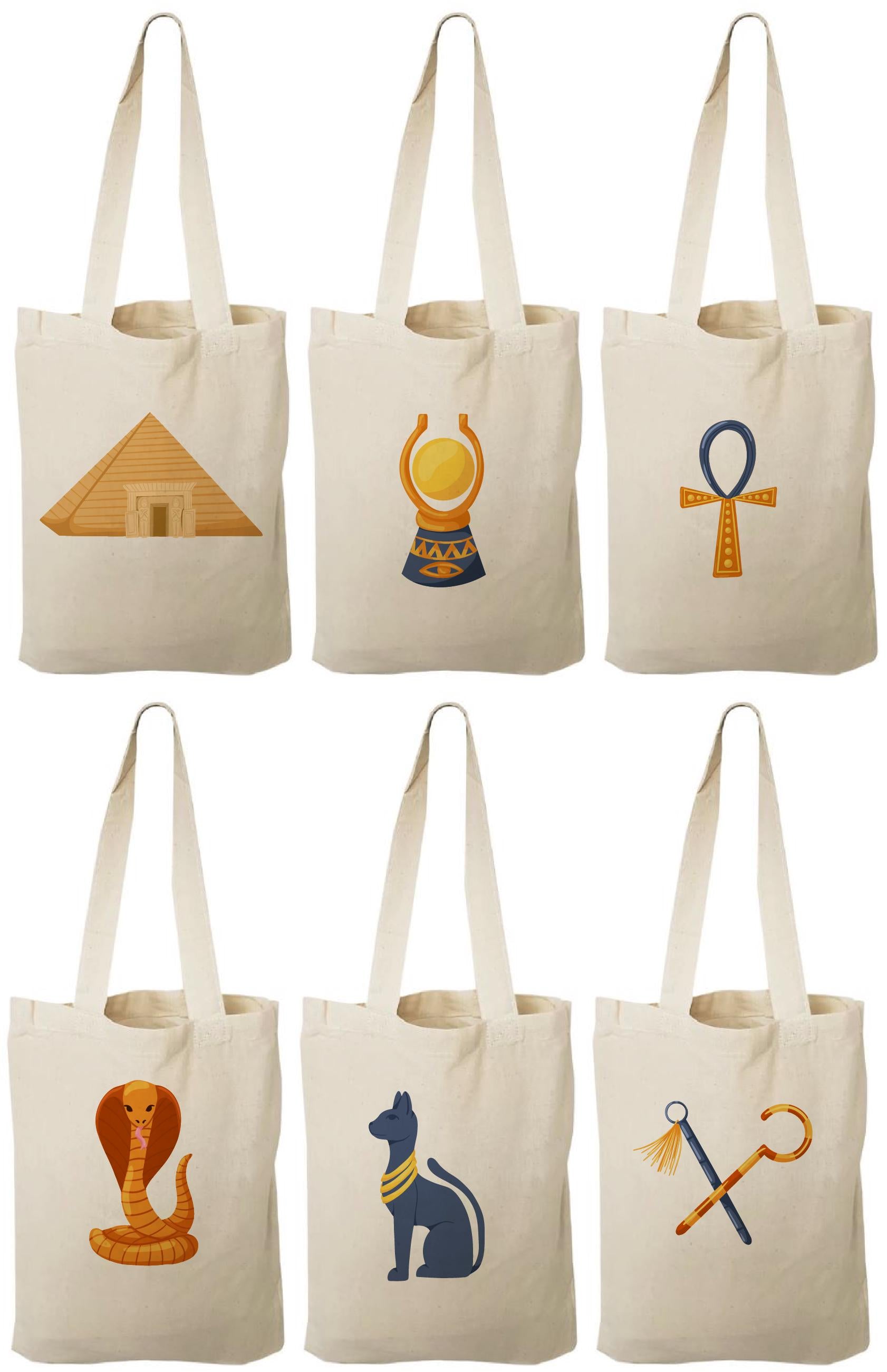 Egyptian Party Favor Bags - Perfect for Egyptian Themed Parties and Events - Set of Six Bags - Variety of Sizes