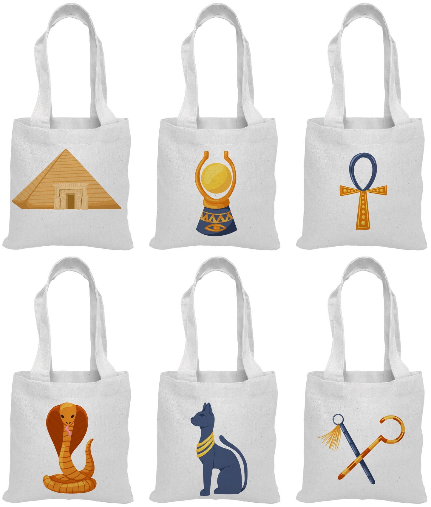 Egyptian Party Favor Bags - Perfect for Egyptian Themed Parties and Events - Set of Six Bags - Variety of Sizes