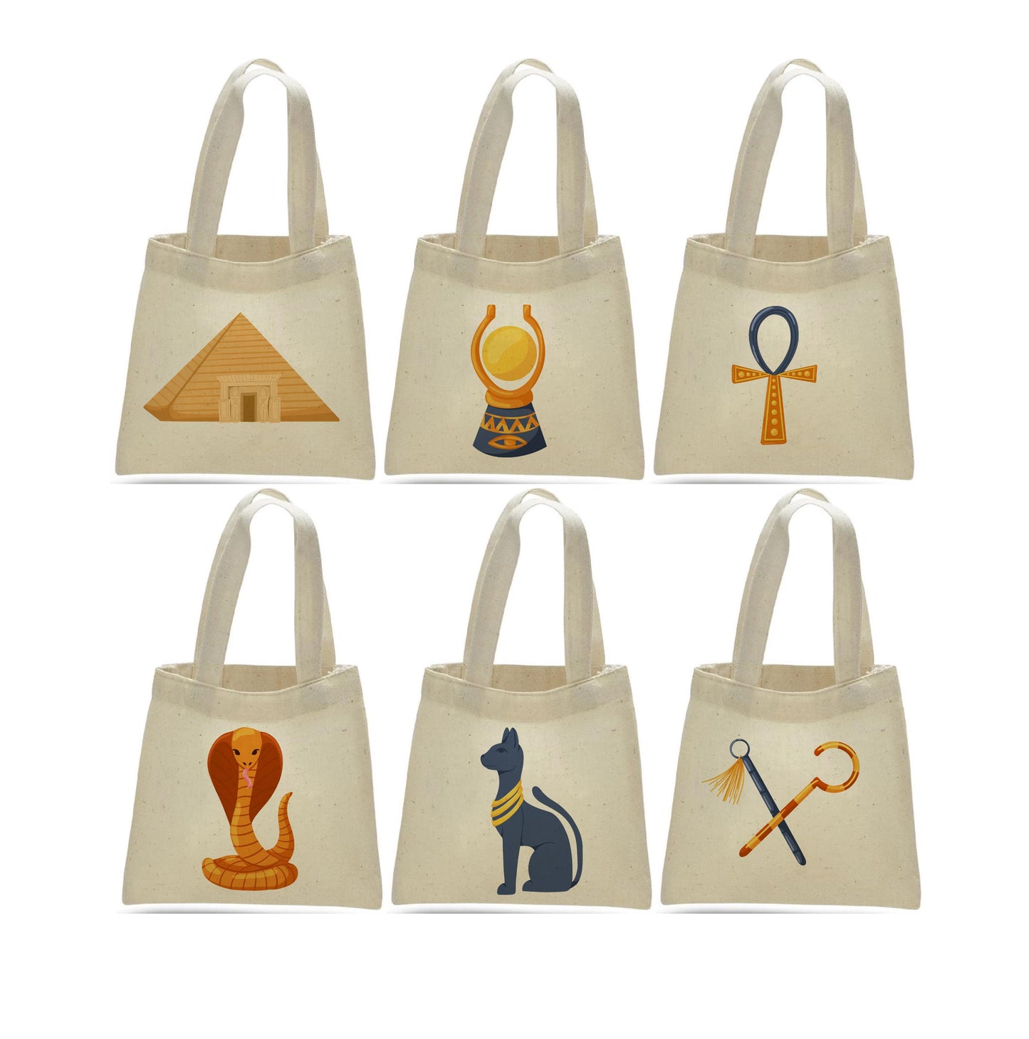 Egyptian Party Favor Bags - Perfect for Egyptian Themed Parties and Events - Set of Six Bags - Variety of Sizes