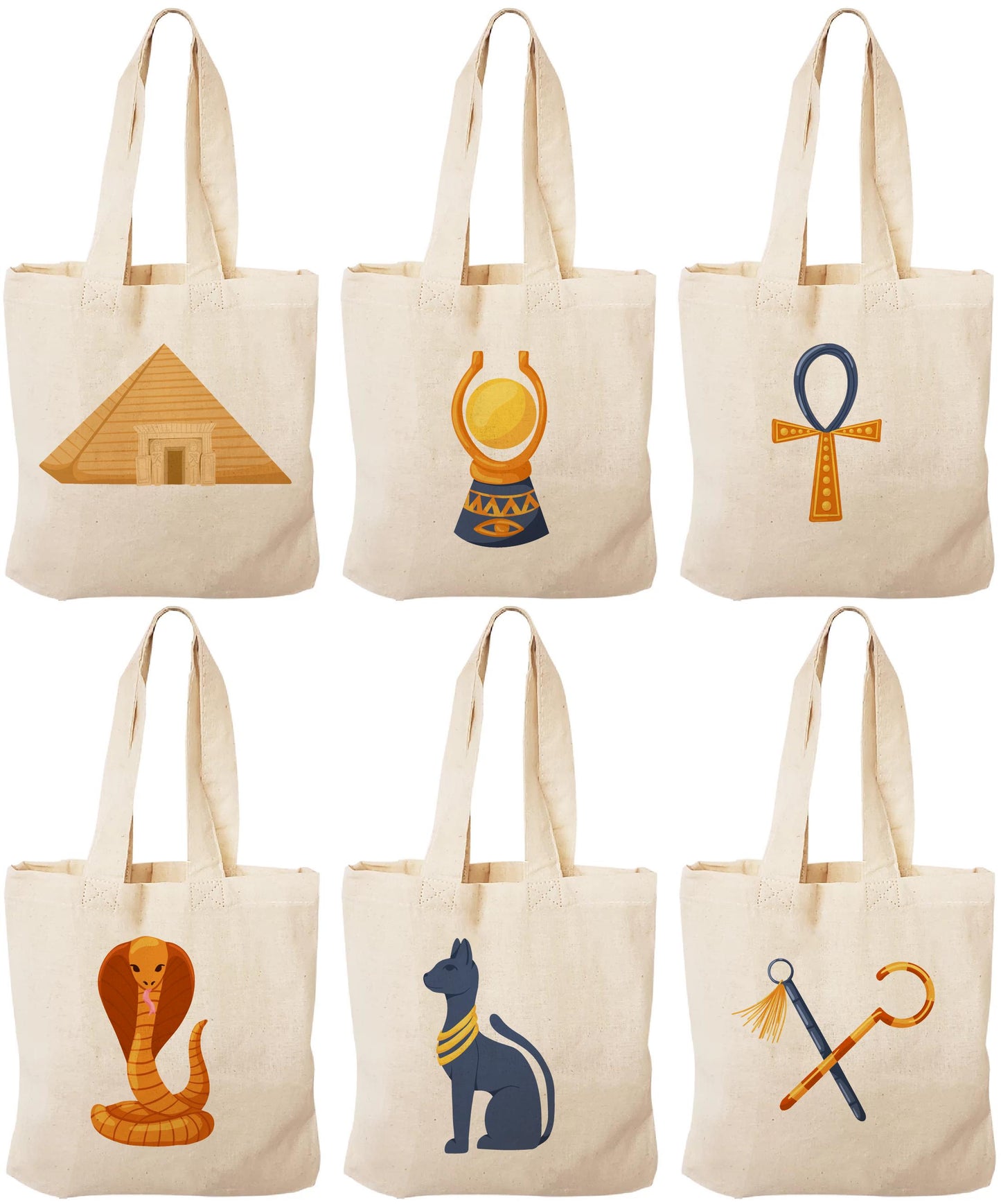 Egyptian Party Favor Bags - Perfect for Egyptian Themed Parties and Events - Set of Six Bags - Variety of Sizes