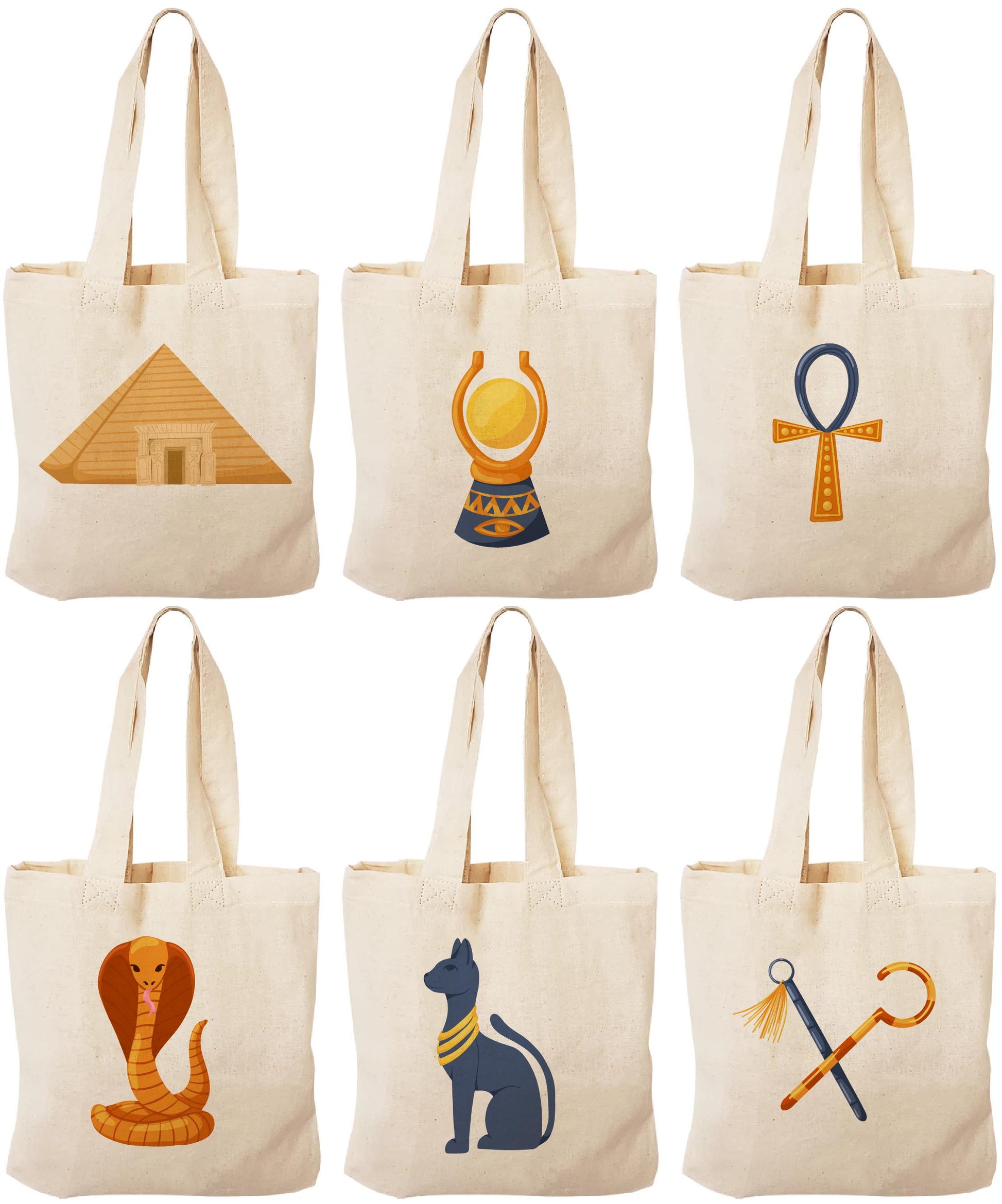 Egyptian Party Favor Bags - Perfect for Egyptian Themed Parties and Events - Set of Six Bags - Variety of Sizes