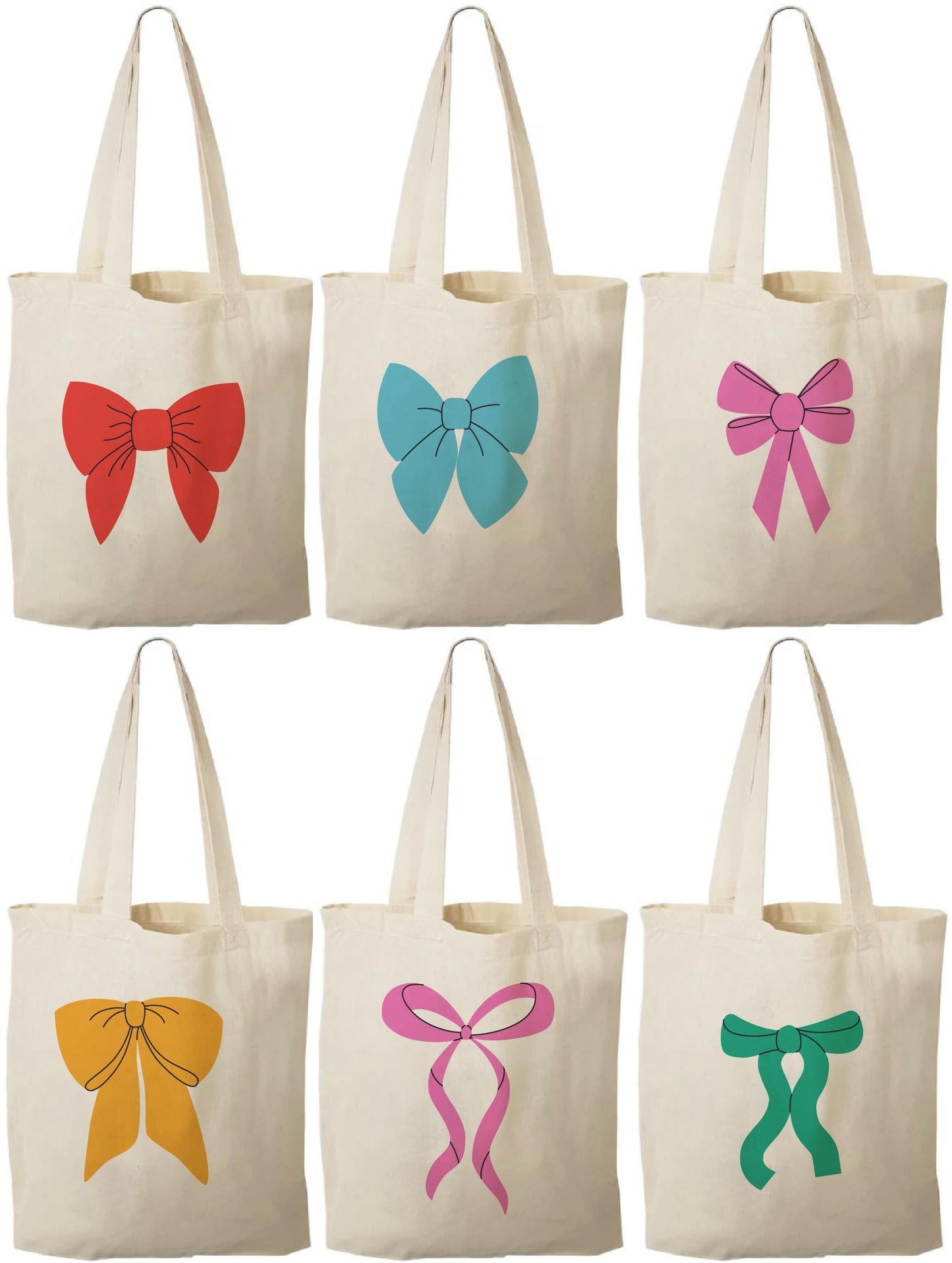 Bow Party Favor Bags – Pastel Cotton Goodie Bags, Set of 6