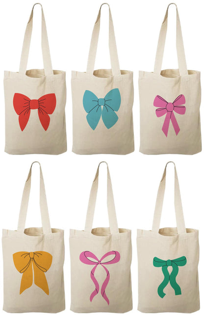 Bow Party Favor Bags – Pastel Cotton Goodie Bags, Set of 6