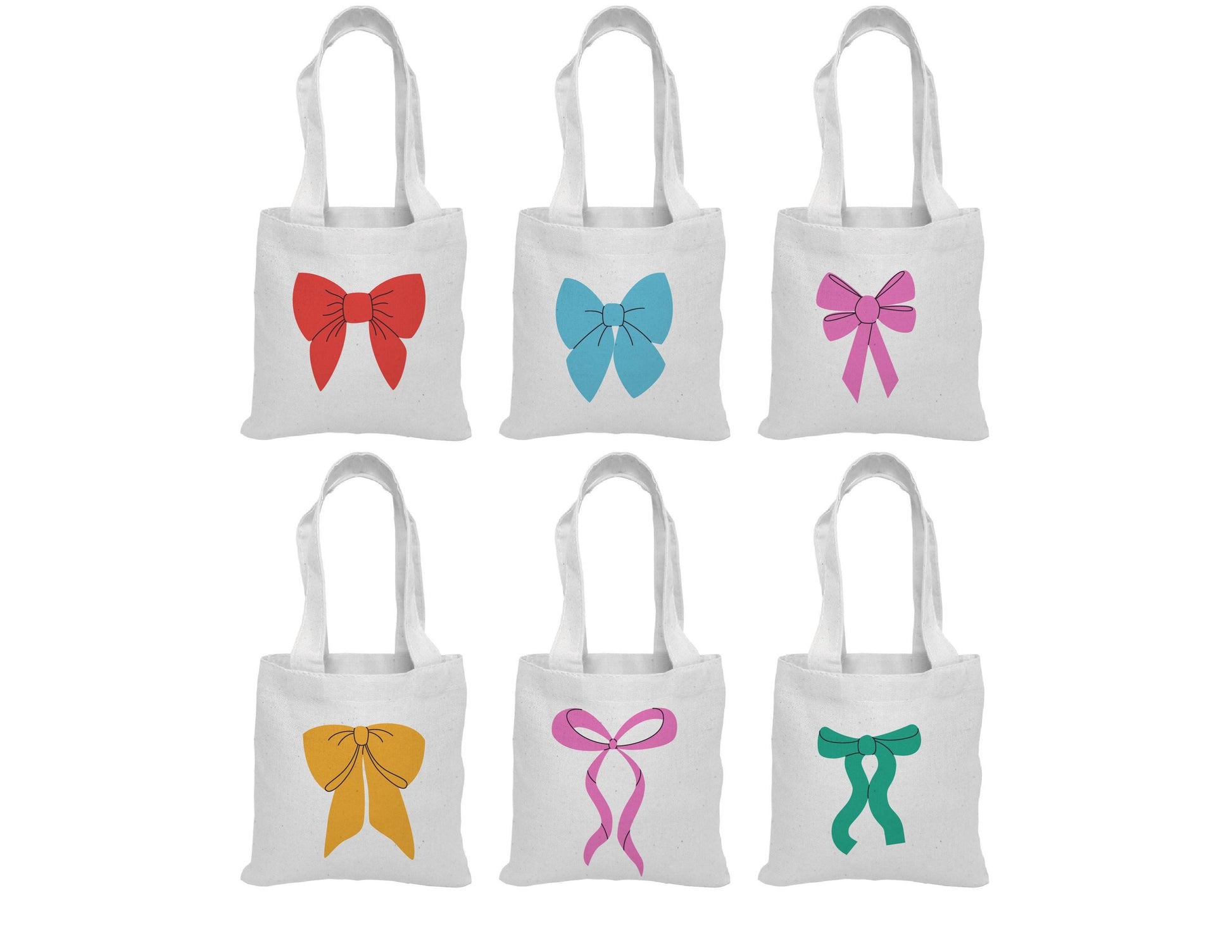 Bow Party Favor Bags – Pastel Cotton Goodie Bags, Set of 6