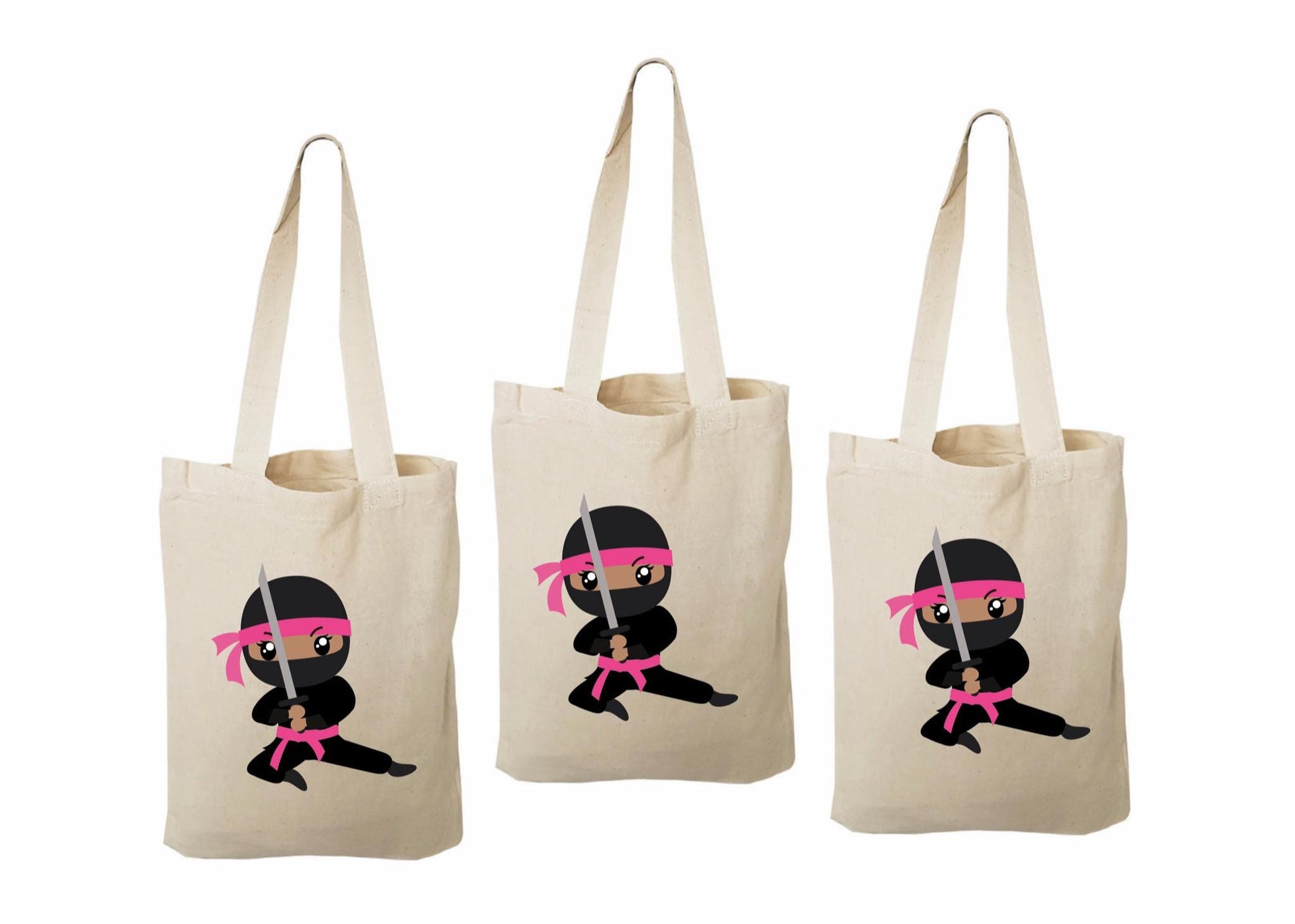Ninja Girl Party Favor Bags - Set of Three Bags