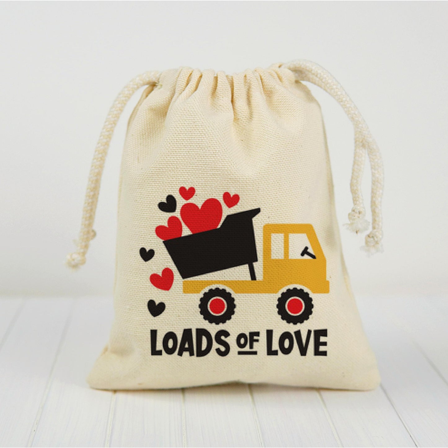Loads Of Love Valentine Cotton Treat Bags, Drawstring Party Favor