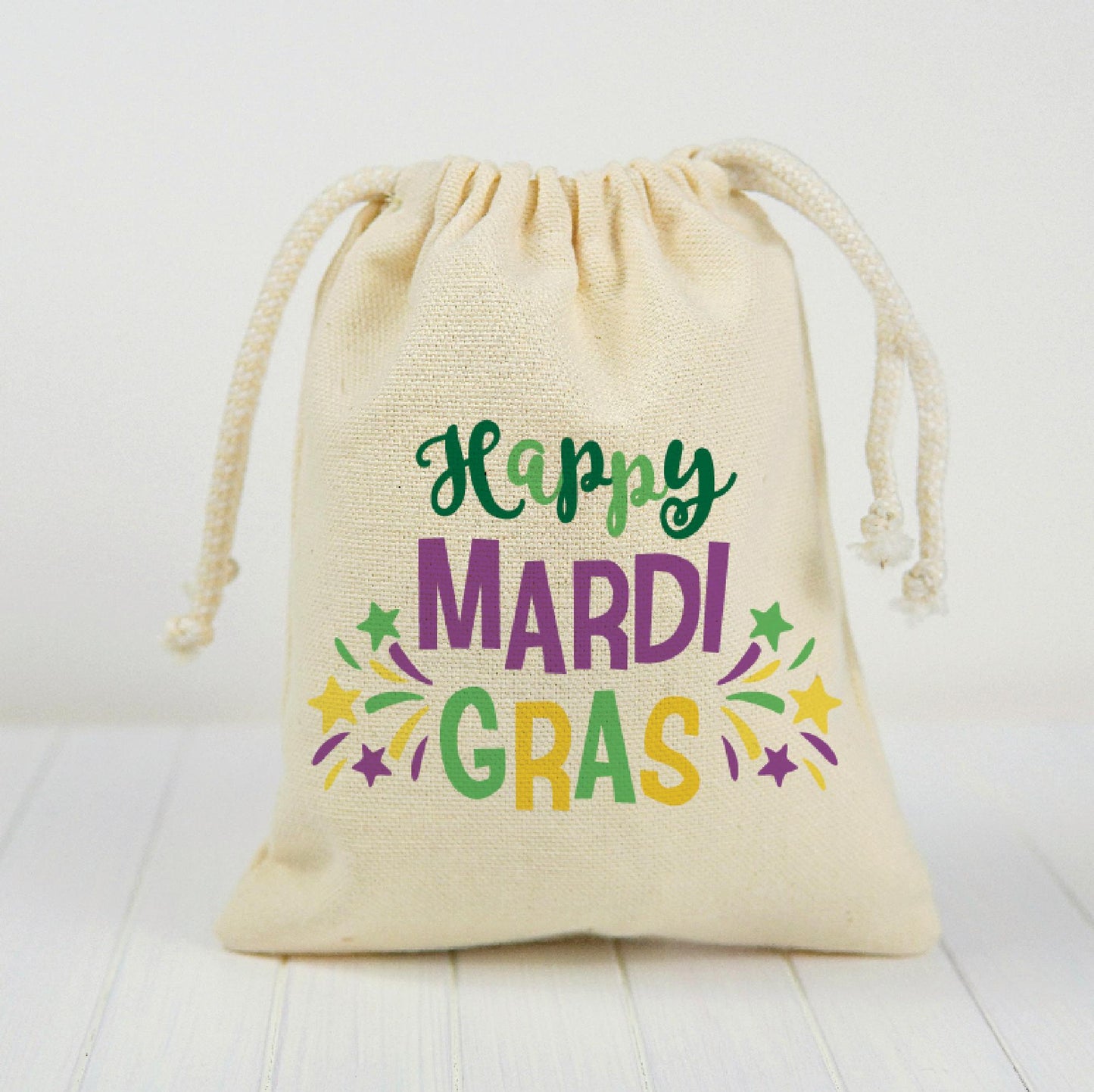 Mardi Gras Party Favor Bags, Cotton Drawstring Treat Bags