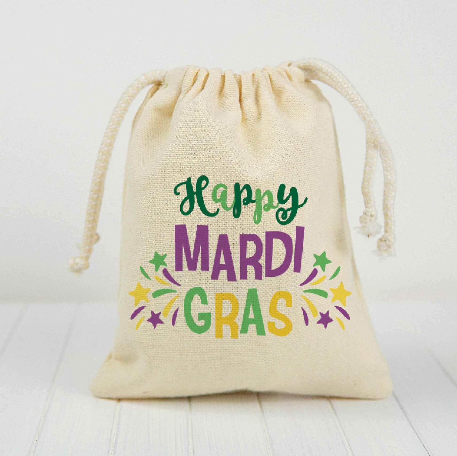 Mardi Gras Party Favor Bags, Cotton Drawstring Treat Bags