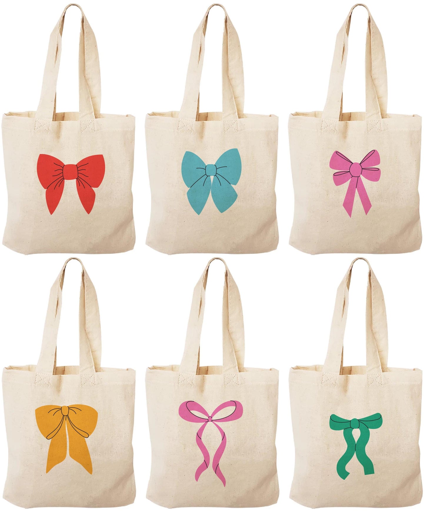 Bow Party Favor Bags – Pastel Cotton Goodie Bags, Set of 6