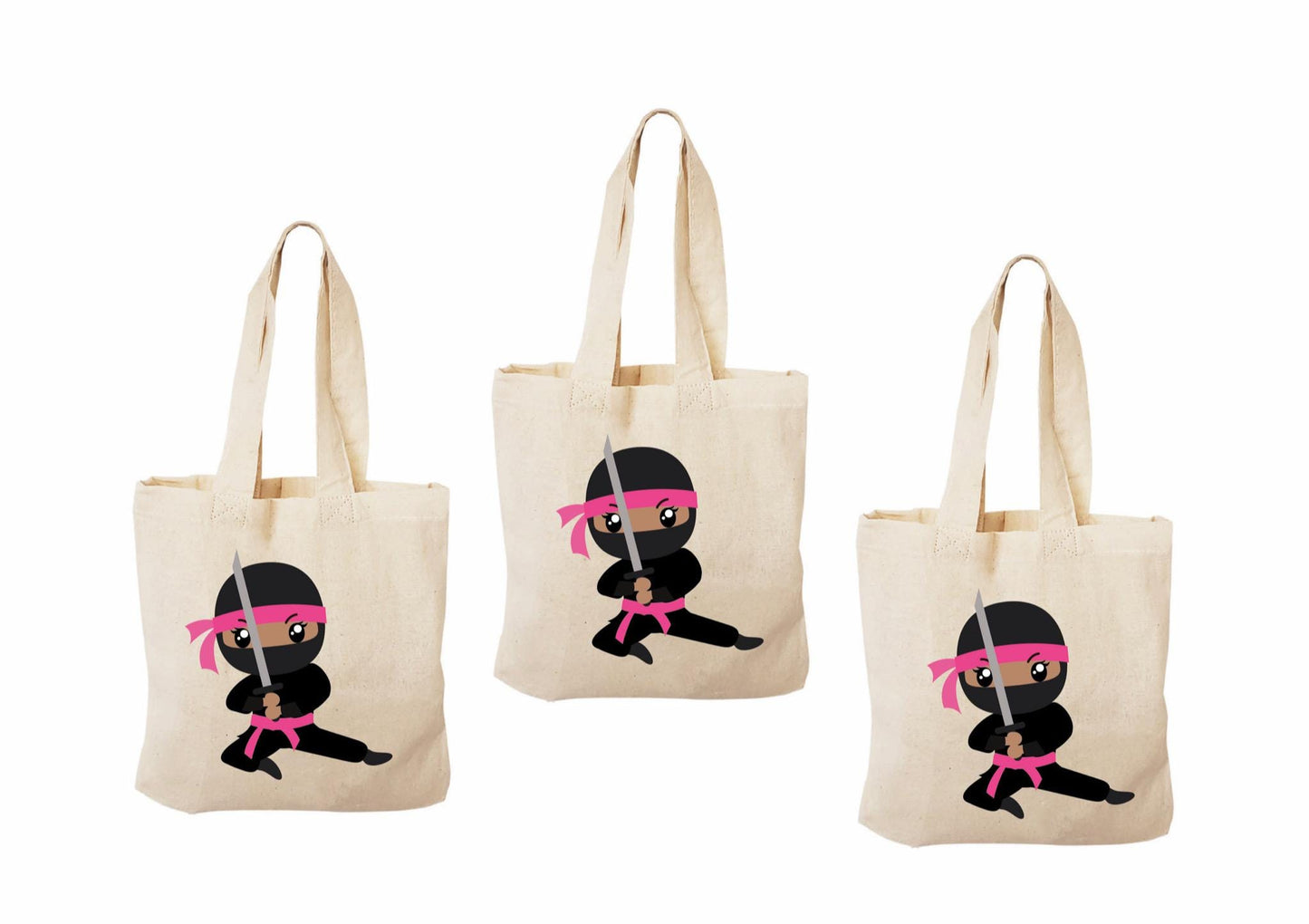 Ninja Girl Party Favor Bags - Set of Three Bags