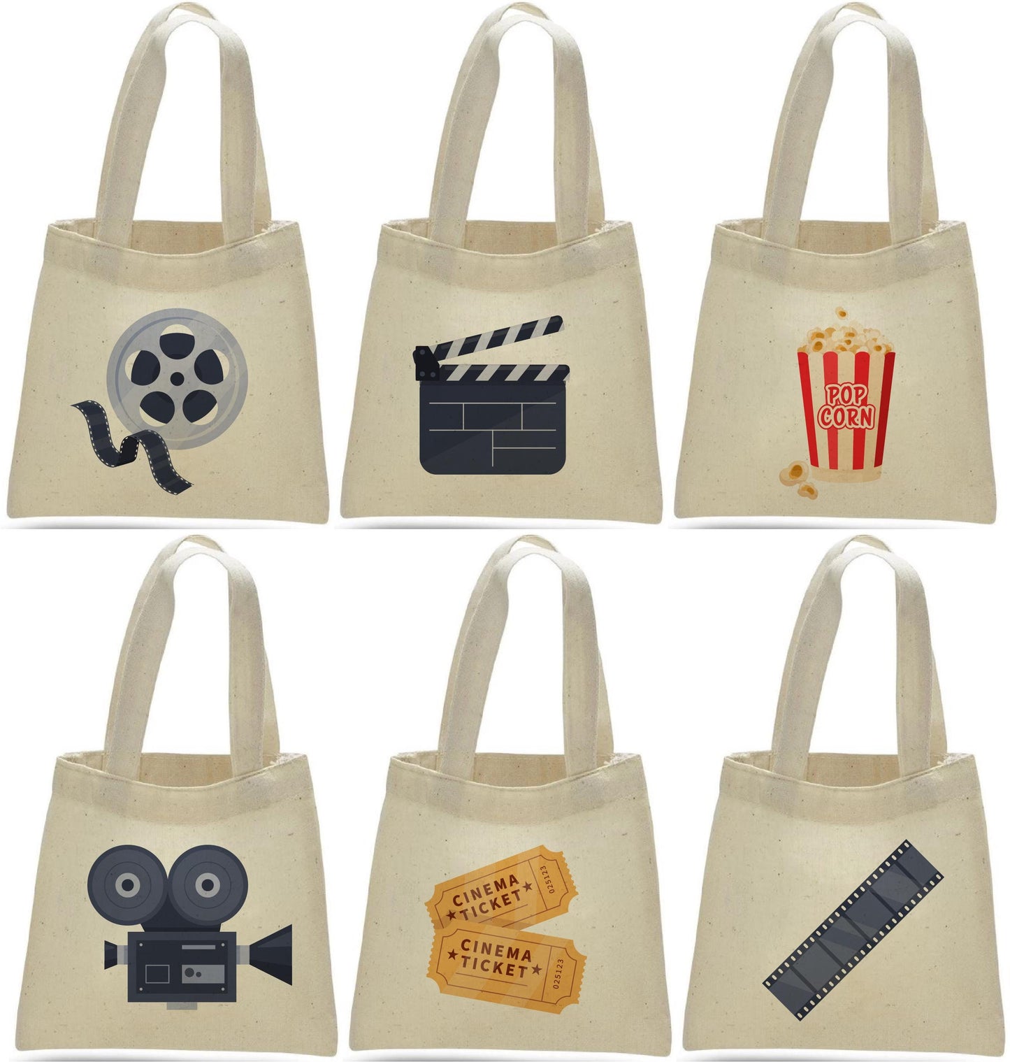 Set of 6 Movie Party Favor Bags