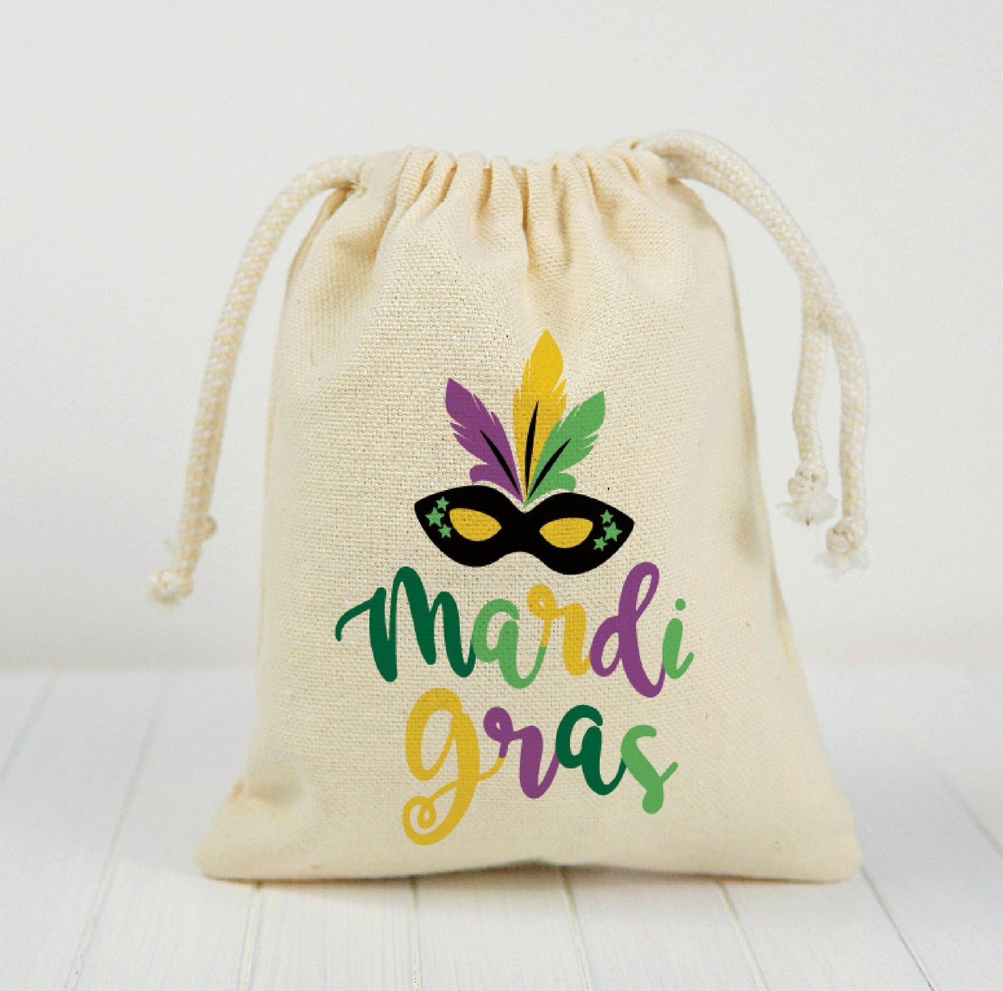 Mardi Gras Cotton Treat Bags, Drawstring Favor Goodie Bags