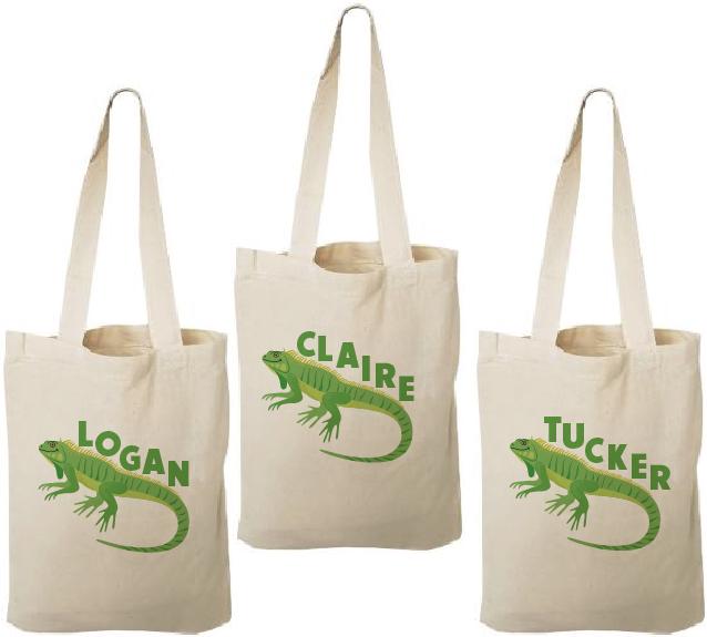 Custom Lizard Party Favor Bags - Perfect for Lizard or Reptile Themed Parties & Events! - Set of Three Bags Personalized with Guest Names
