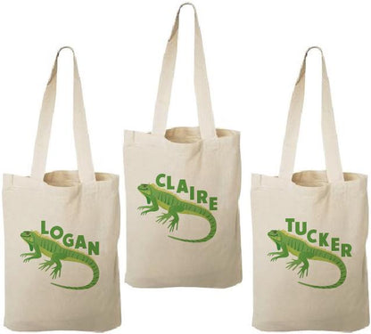 Custom Lizard Party Favor Bags - Perfect for Lizard or Reptile Themed Parties & Events! - Set of Three Bags Personalized with Guest Names