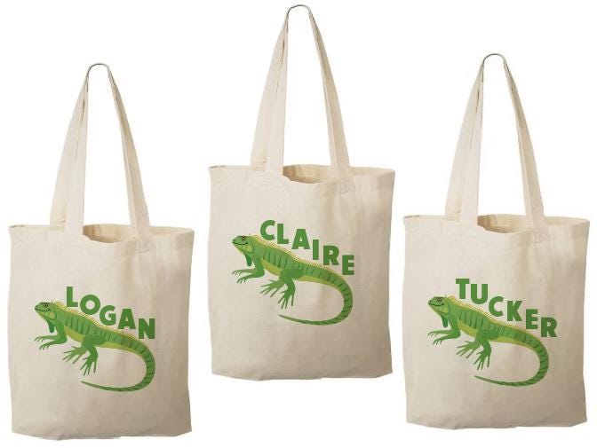 Custom Lizard Party Favor Bags - Perfect for Lizard or Reptile Themed Parties & Events! - Set of Three Bags Personalized with Guest Names