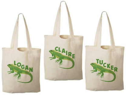 Custom Lizard Party Favor Bags - Perfect for Lizard or Reptile Themed Parties & Events! - Set of Three Bags Personalized with Guest Names