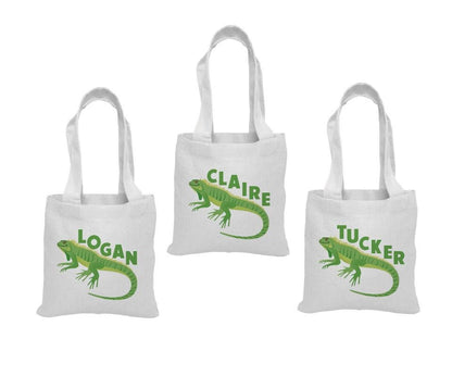 Custom Lizard Party Favor Bags - Perfect for Lizard or Reptile Themed Parties & Events! - Set of Three Bags Personalized with Guest Names