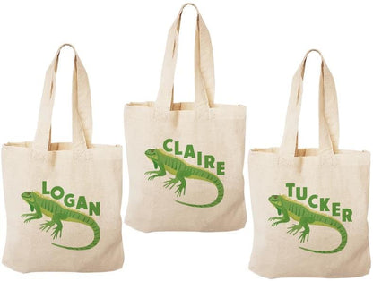 Custom Lizard Party Favor Bags - Perfect for Lizard or Reptile Themed Parties & Events! - Set of Three Bags Personalized with Guest Names