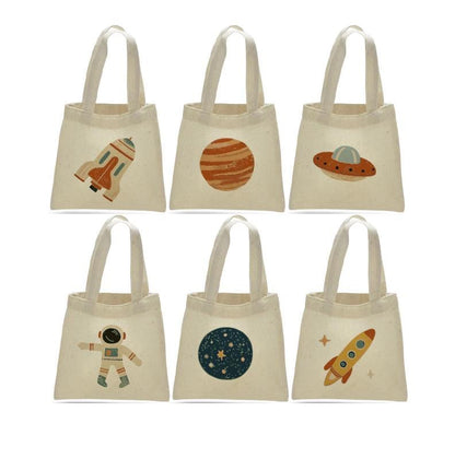 Space Party Favor Bags – Set of 6 Cotton Canvas Treat Bags