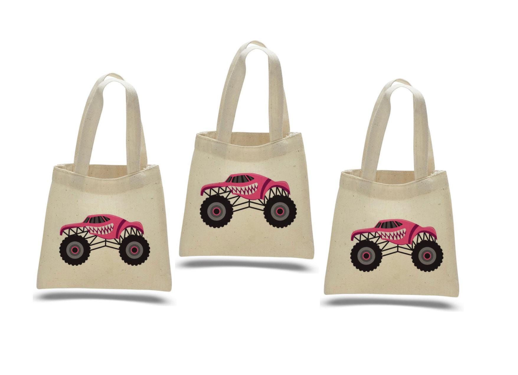 Monster Truck Party Favor Bags: Set of 3 Cotton Treat Bags