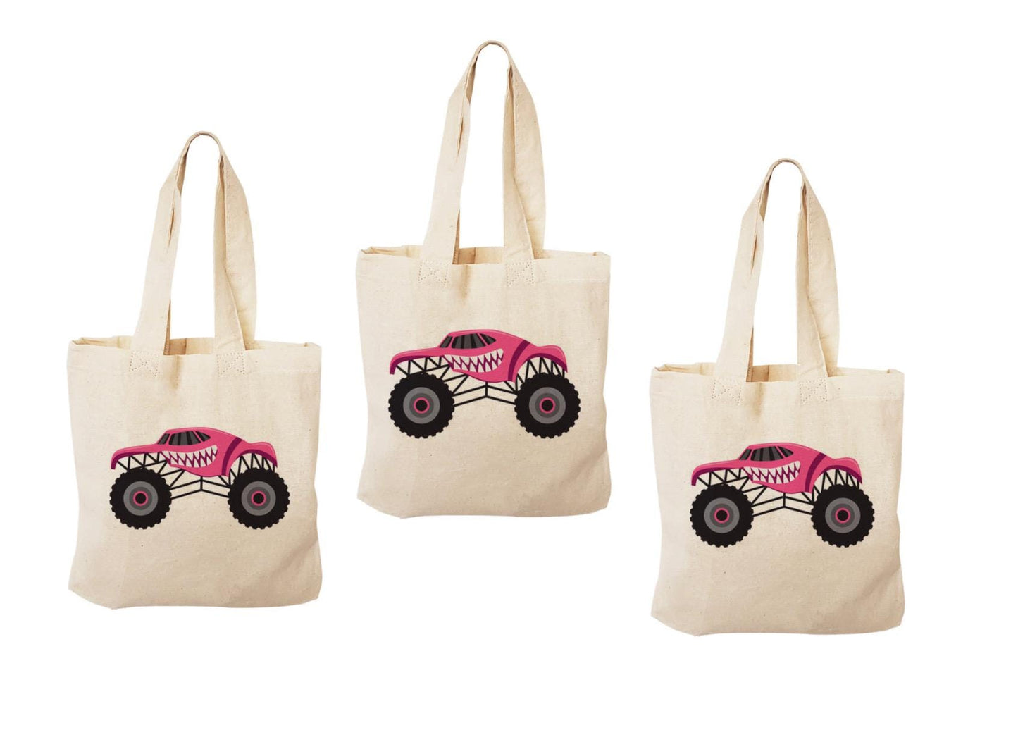 Monster Truck Party Favor Bags: Set of 3 Cotton Treat Bags