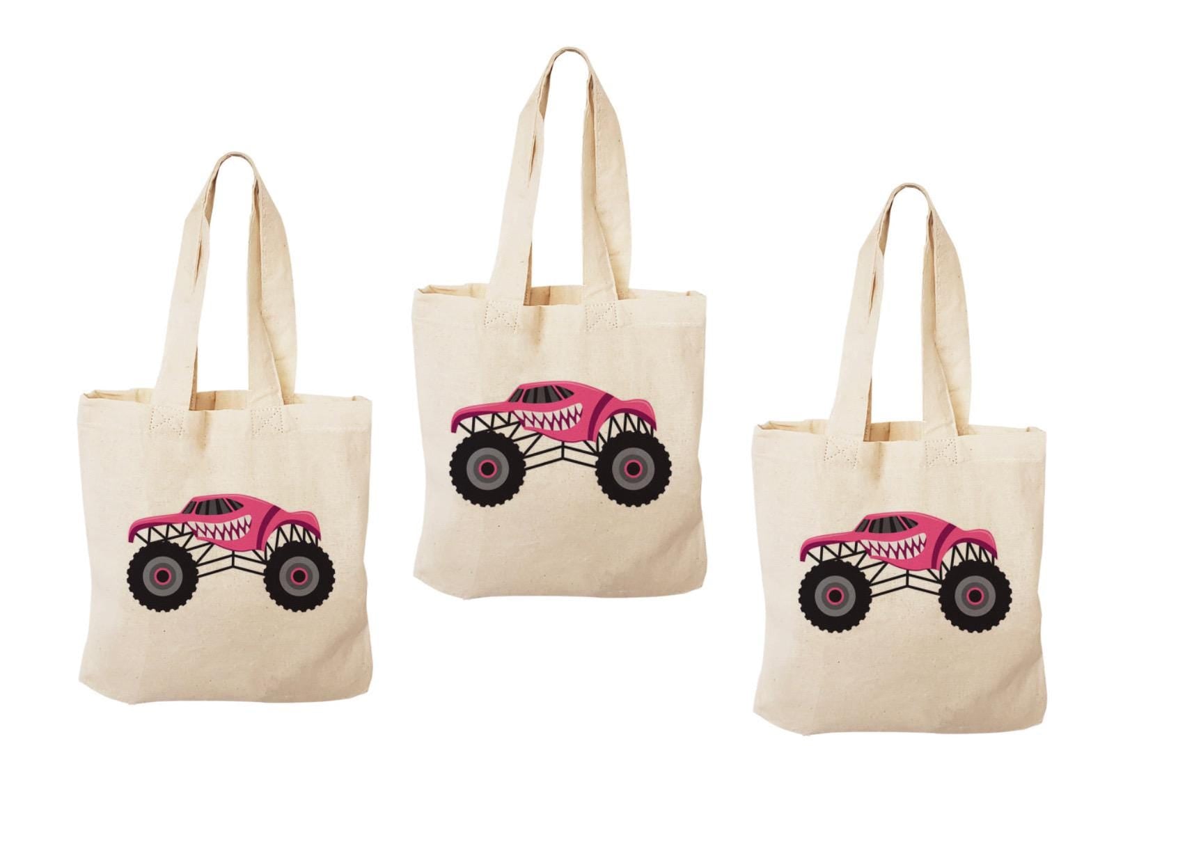 Monster Truck Party Favor Bags: Set of 3 Cotton Treat Bags