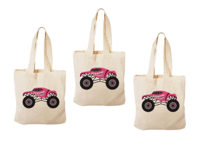 Monster Truck Party Favor Bags: Set of 3 Cotton Treat Bags
