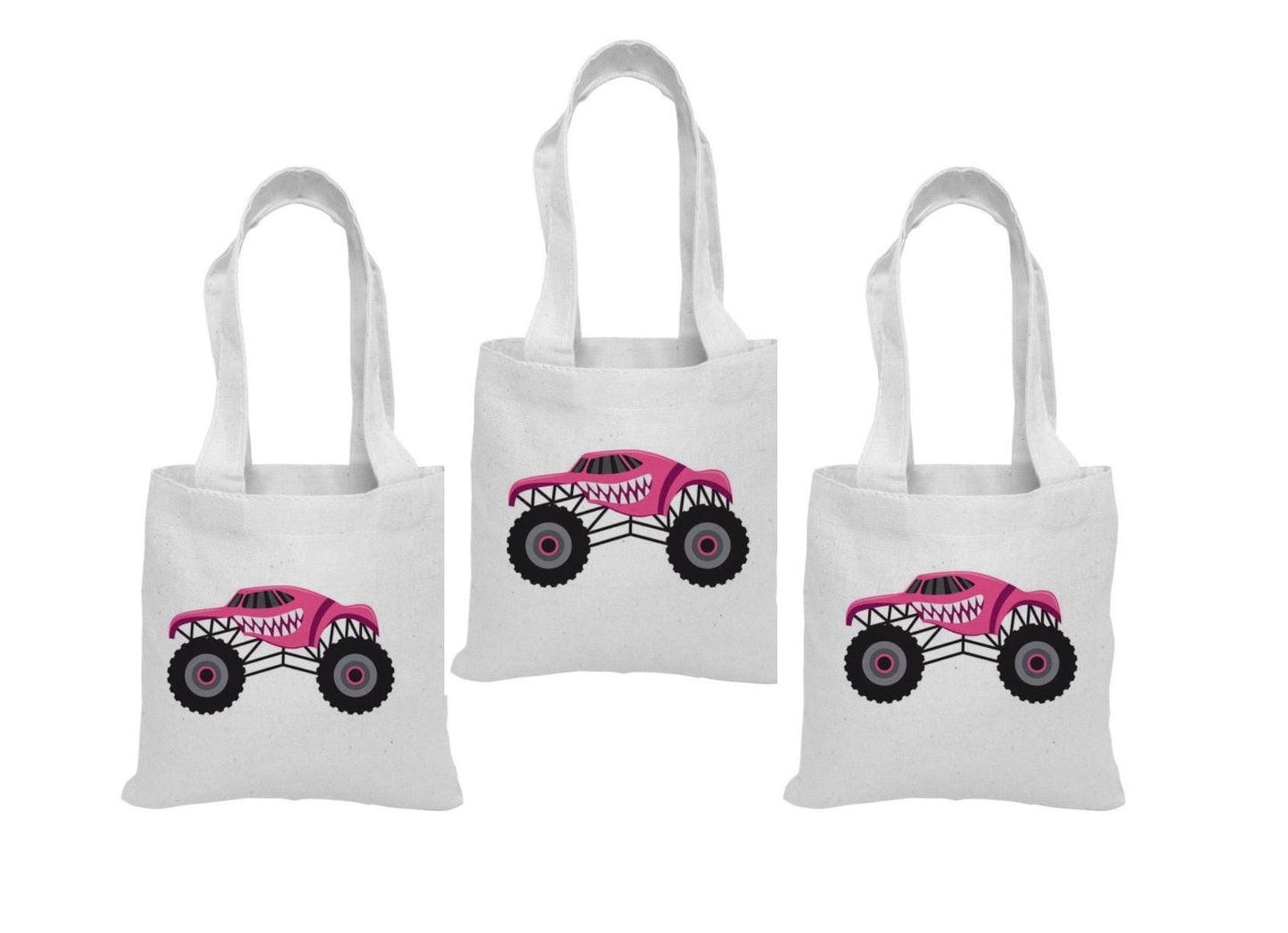 Monster Truck Party Favor Bags: Set of 3 Cotton Treat Bags